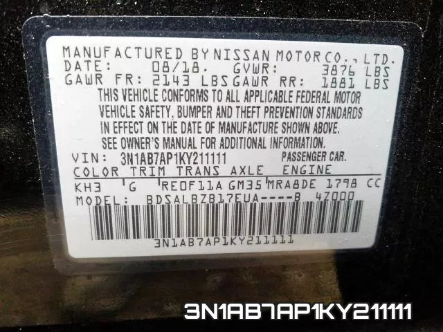 3N1AB7AP1KY211111 фото 2