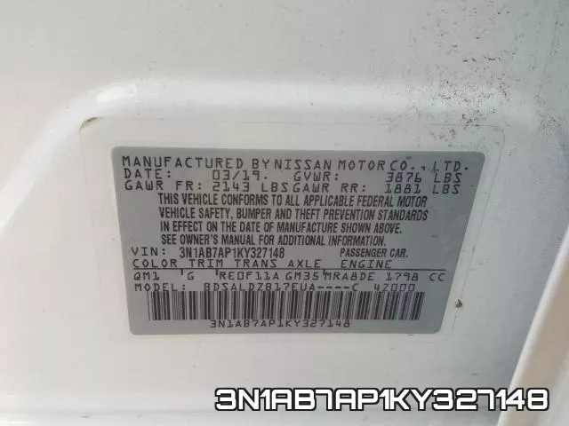3N1AB7AP1KY327148 фото 2