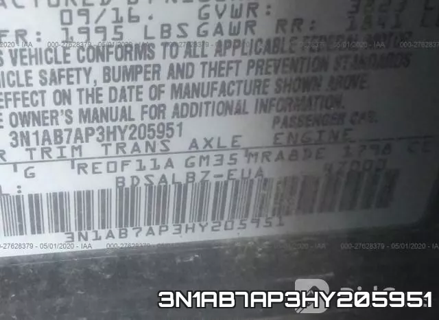 3N1AB7AP3HY205951 фото 10