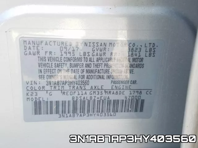 3N1AB7AP3HY403560 фото 2