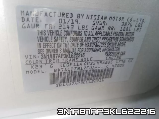 3N1AB7AP3KL622216 фото 2