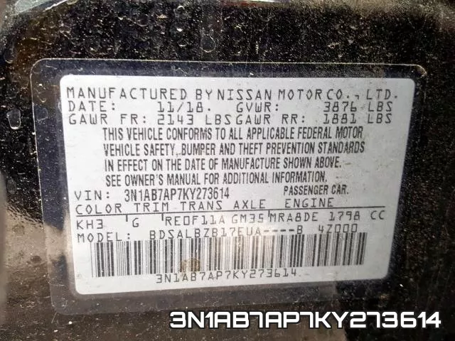 3N1AB7AP7KY273614 фото 2