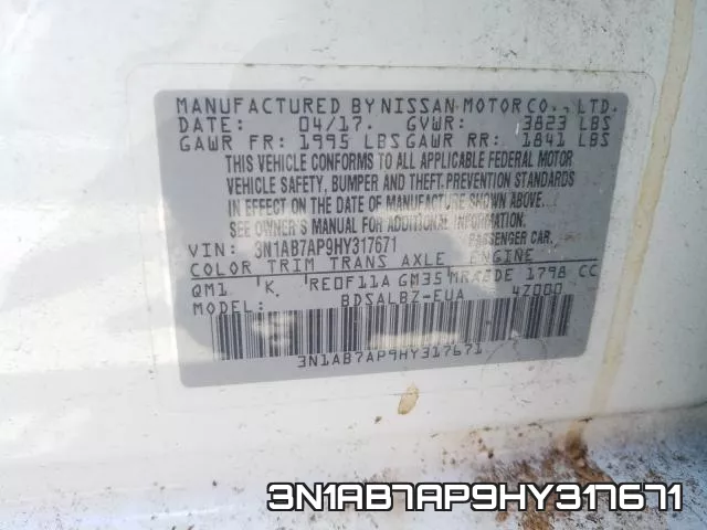 3N1AB7AP9HY317671 фото 2