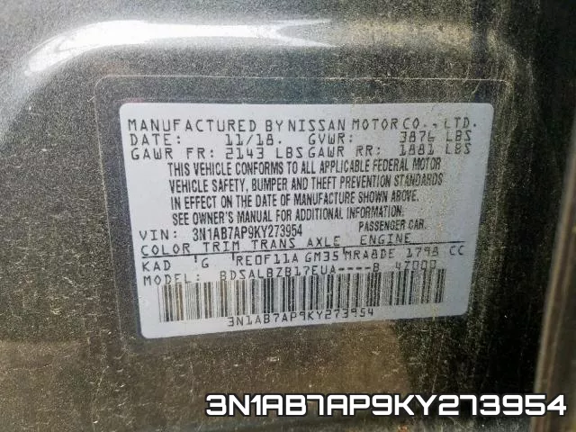 3N1AB7AP9KY273954 фото 2