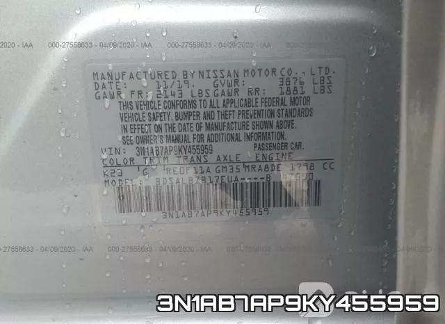 3N1AB7AP9KY455959 фото 10