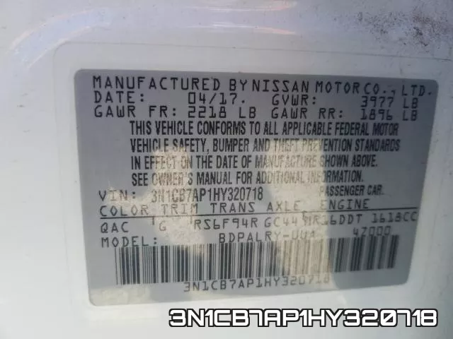 3N1CB7AP1HY320718 фото 2
