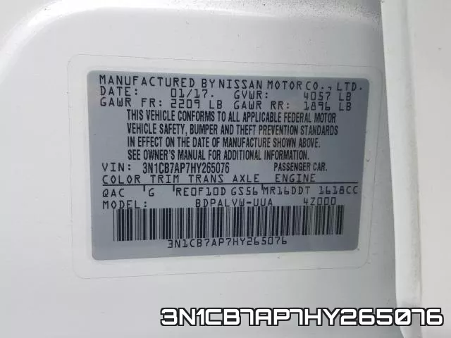 3N1CB7AP7HY265076 фото 2