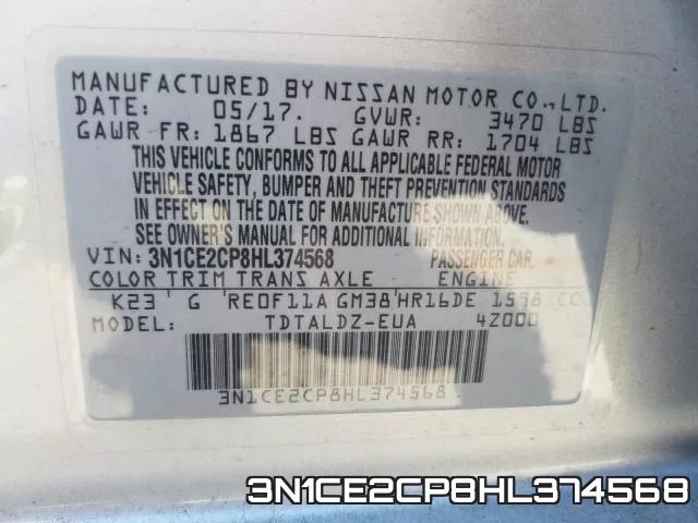 3N1CE2CP8HL374568 фото 2