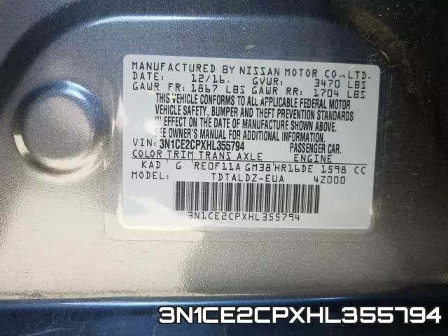 3N1CE2CPXHL355794 фото 2