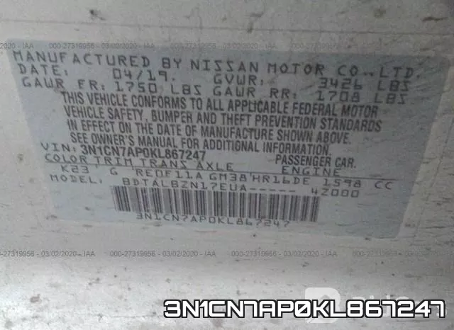 3N1CN7AP0KL867247 фото 10