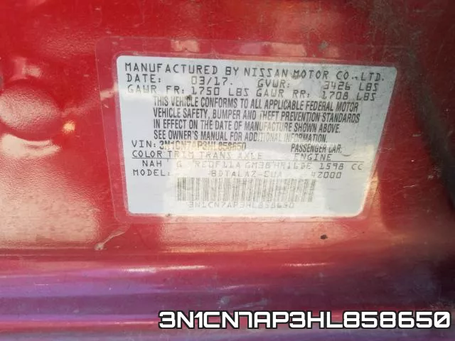 3N1CN7AP3HL858650 фото 2