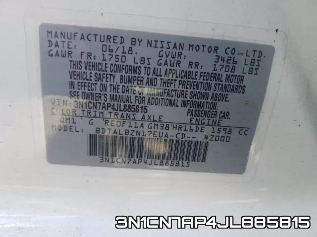 3N1CN7AP4JL885815 фото 2