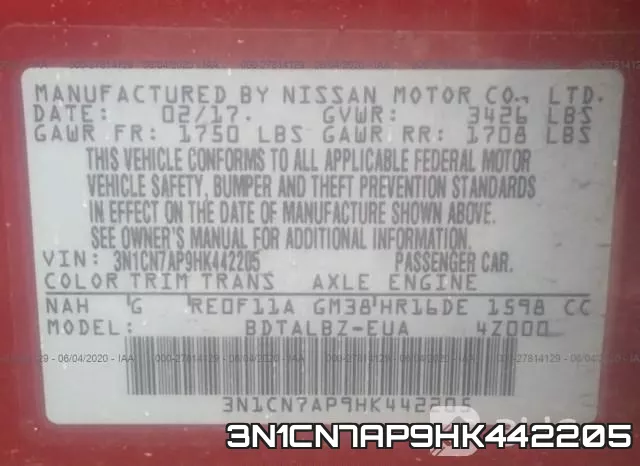 3N1CN7AP9HK442205 фото 10