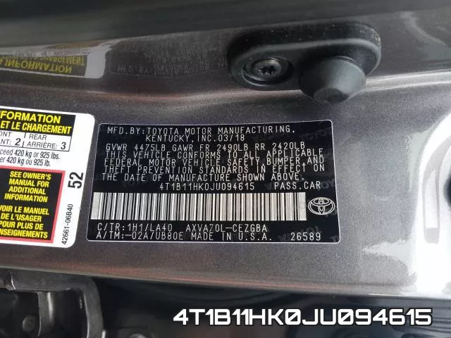 4T1B11HK0JU094615 фото 2