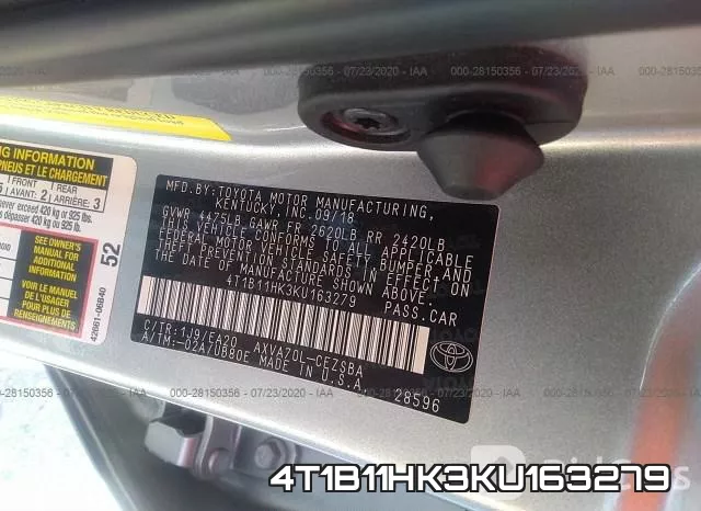 4T1B11HK3KU163279 фото 10