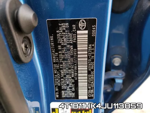 4T1B11HK4JU113859 фото 2