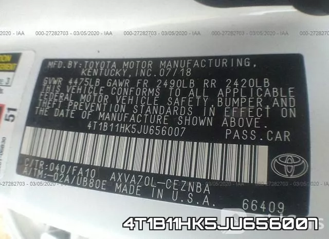 4T1B11HK5JU656007 фото 10