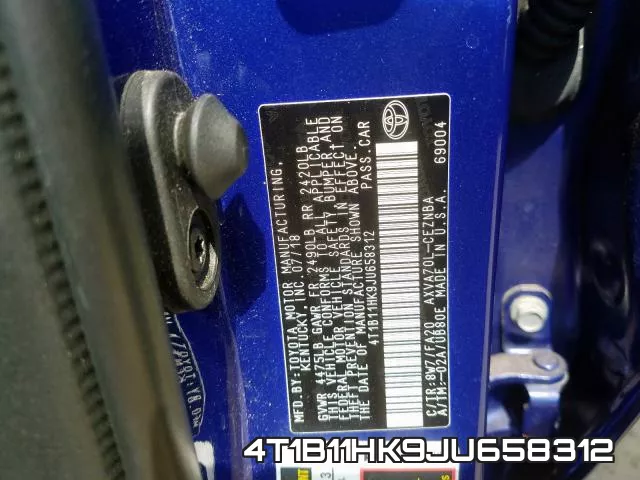 4T1B11HK9JU658312 фото 2