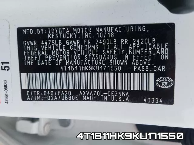 4T1B11HK9KU171550 фото 2