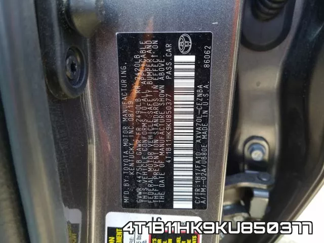 4T1B11HK9KU850377 фото 2