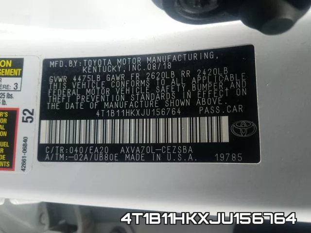 4T1B11HKXJU156764 фото 2