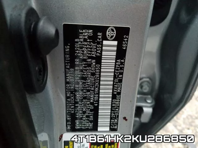 4T1B61HK2KU286850 фото 2