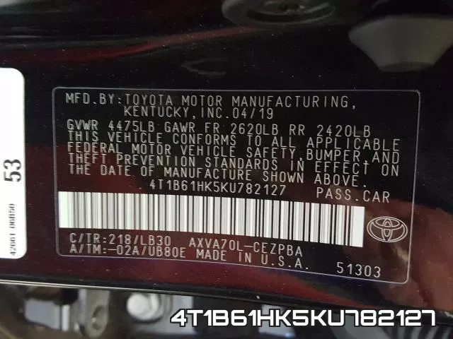 4T1B61HK5KU782127 фото 2