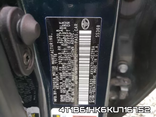 4T1B61HK6KU716752 фото 2