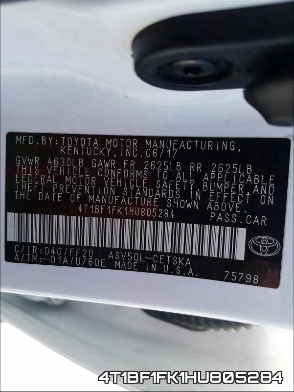 4T1BF1FK1HU805284 фото 2