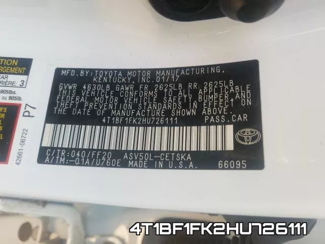 4T1BF1FK2HU726111 фото 2