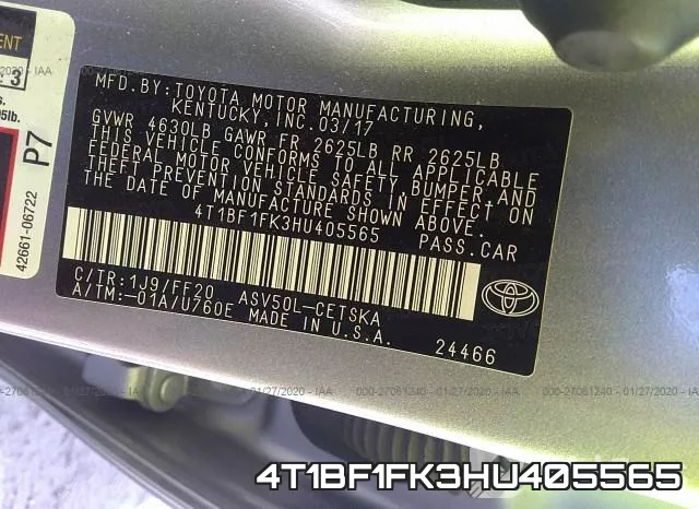 4T1BF1FK3HU405565 фото 10