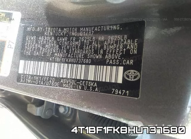 4T1BF1FK8HU737680 фото 10