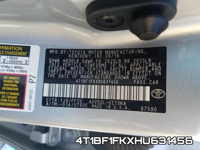 4T1BF1FKXHU631456 фото 2