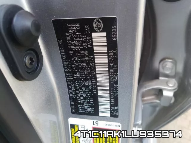 4T1C11AK1LU935374 фото 2