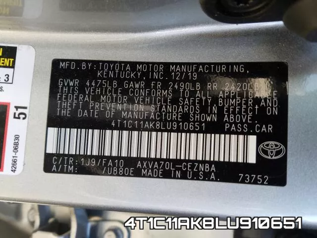 4T1C11AK8LU910651 фото 2