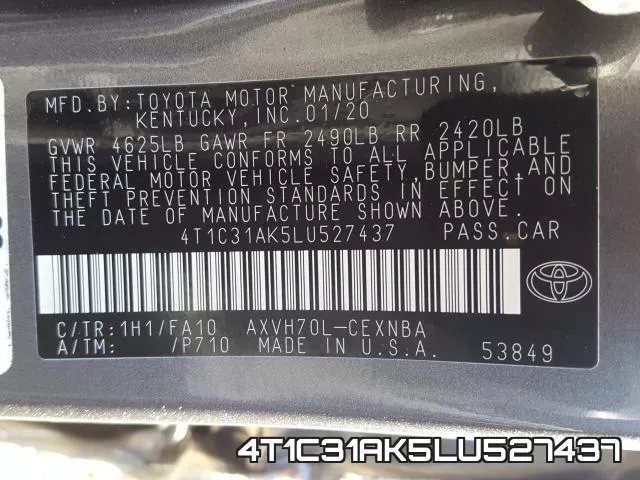 4T1C31AK5LU527437 фото 2