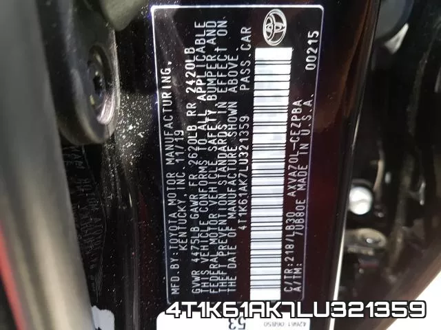 4T1K61AK7LU321359 фото 2