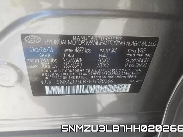 5NMZU3LB7HH020266 фото 2