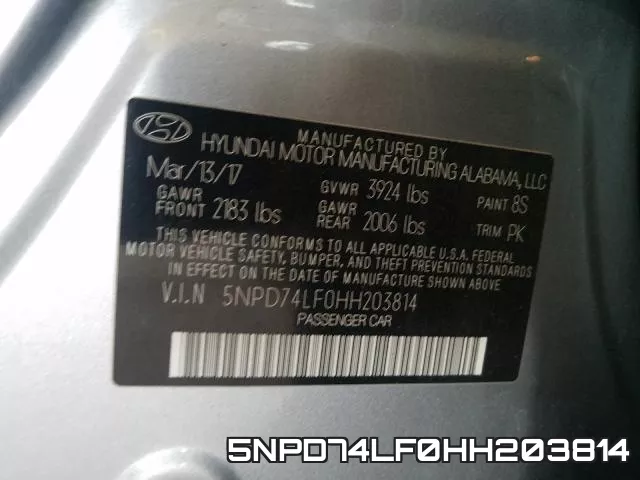5NPD74LF0HH203814 фото 2