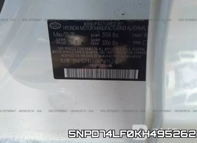 5NPD74LF0KH495262 фото 10