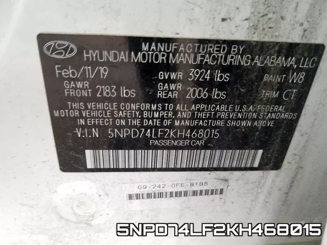 5NPD74LF2KH468015 фото 2