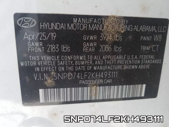 5NPD74LF2KH493111 фото 2