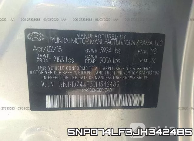 5NPD74LF3JH342485 фото 10
