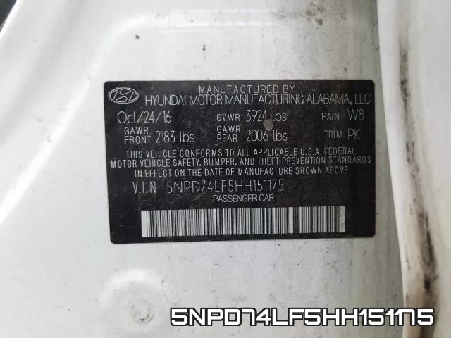 5NPD74LF5HH151175 фото 2