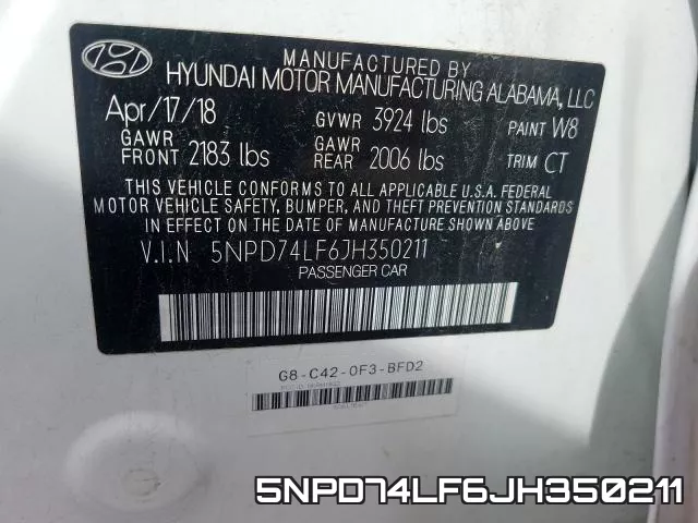 5NPD74LF6JH350211 фото 2