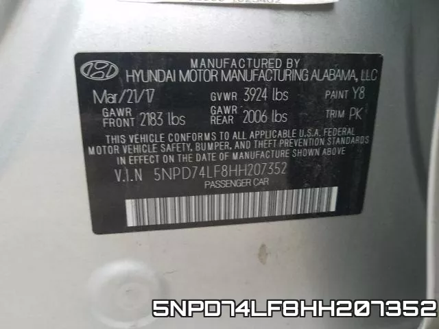 5NPD74LF8HH207352 фото 2