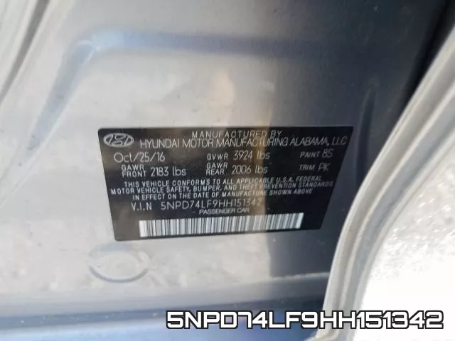 5NPD74LF9HH151342 фото 2