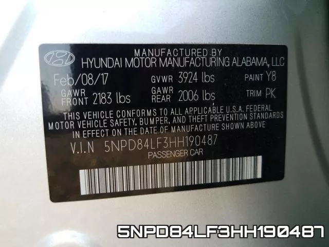 5NPD84LF3HH190487 фото 2