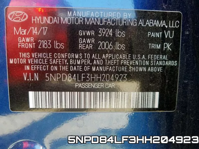 5NPD84LF3HH204923 фото 2
