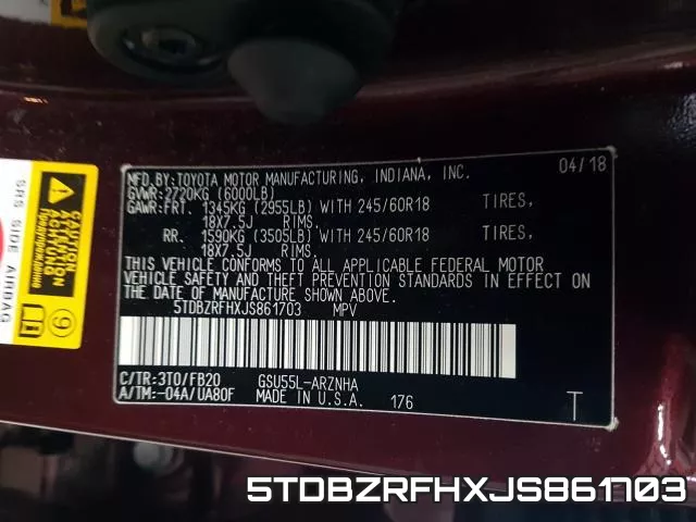 5TDBZRFHXJS861703 фото 2